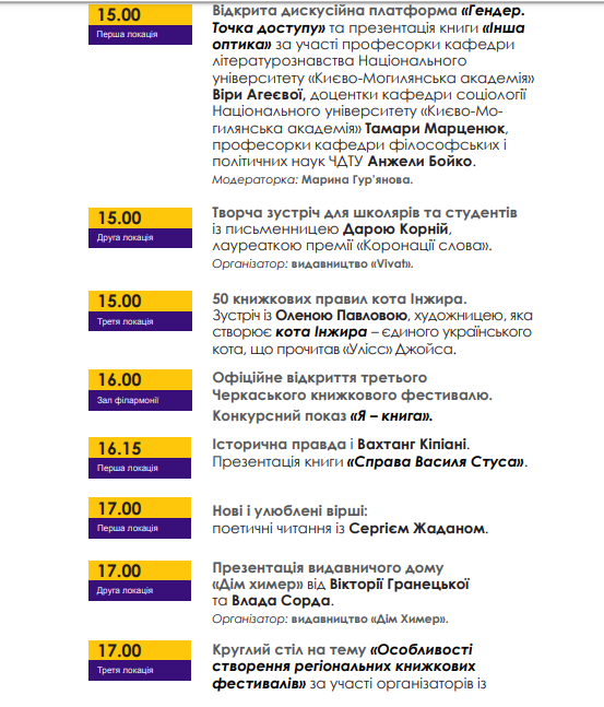 Етно-вечірка та кулінарні балачки: містян запрошують на Черкаський книжковий фестиваль (ПРОГРАМА)
