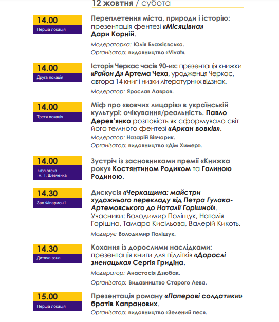 Етно-вечірка та кулінарні балачки: містян запрошують на Черкаський книжковий фестиваль (ПРОГРАМА)