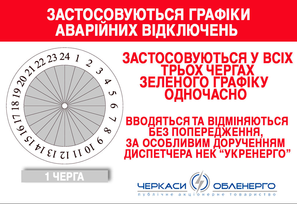 В області продовжують діяти графіки аварійних відключень світла