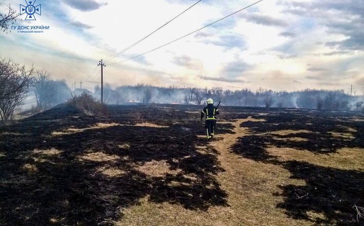 10 пожеж на відкритих територіях ліквідували на Черкащині за добу