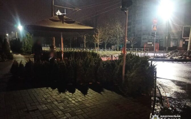 Поблизу одного з черкаських ТЦ чоловік стріляв у бік охоронця та викрав дві ялинки (ФОТО)