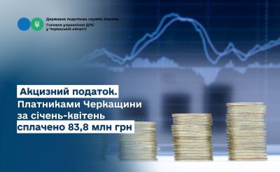 83,8 мільйона гривень акцизу надійшло від платників Черкащини