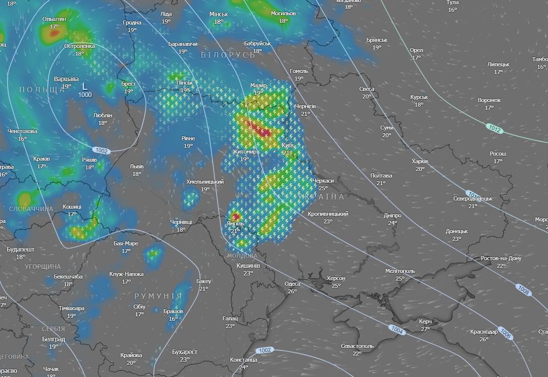Попередження про град та шквали діє сьогодні на Черкащині