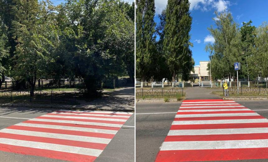 Біля кількох шкіл у Черкасах оновили пішохідні розмітки