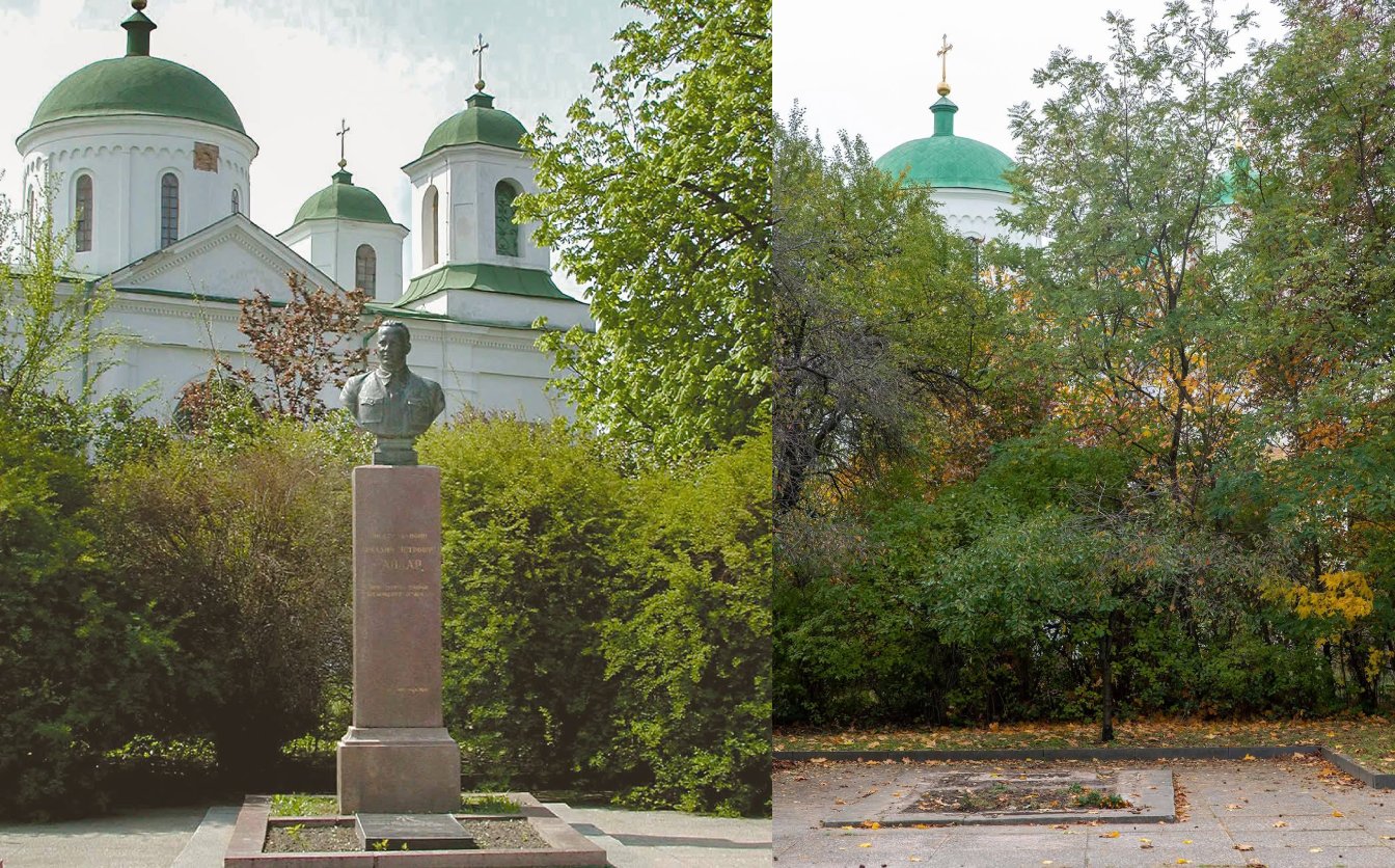 У центрі Канева прибрали памʼятник радянському письменнику