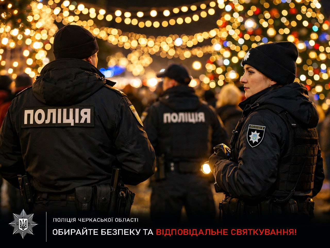 На новорічні свята на Черкащині поліція посилює заходи безпеки