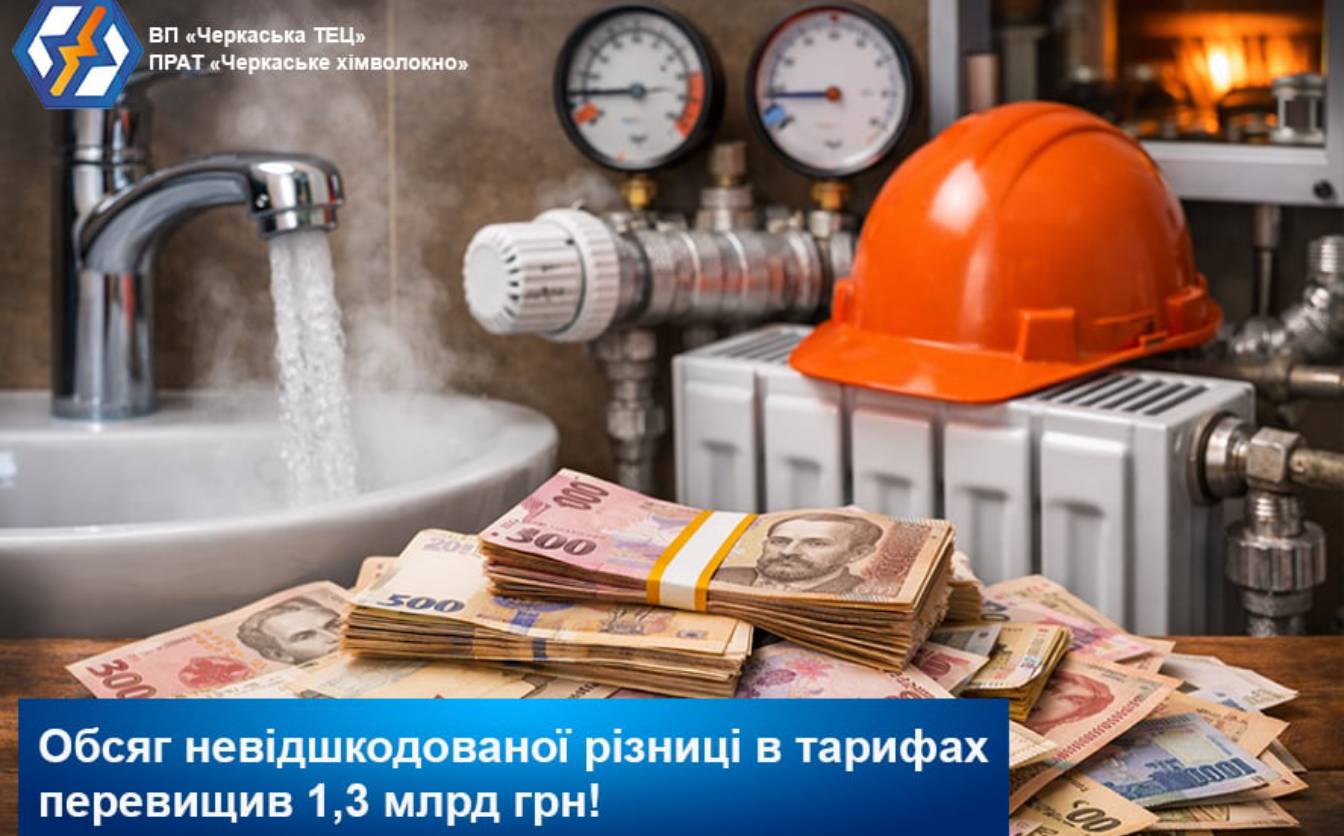 Обсяг невідшкодованої державою різниці в тарифах для Черкаської ТЕЦ перевищив 1,3 млрд грн