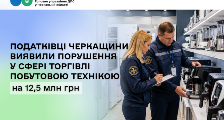 Податківці Черкащини виявили порушення у сфері торгівлі побутовою технікою на 12,5 мільйона гривень